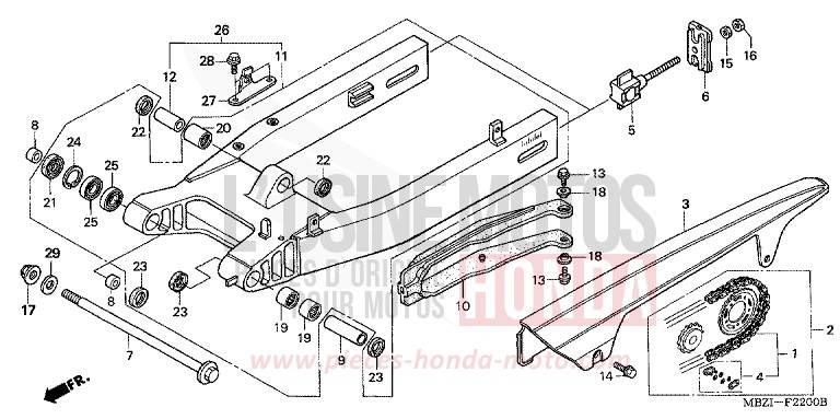 SWINGARM for CB600F Hornet PEARL BREEZY BLUE (PB341) from 2006